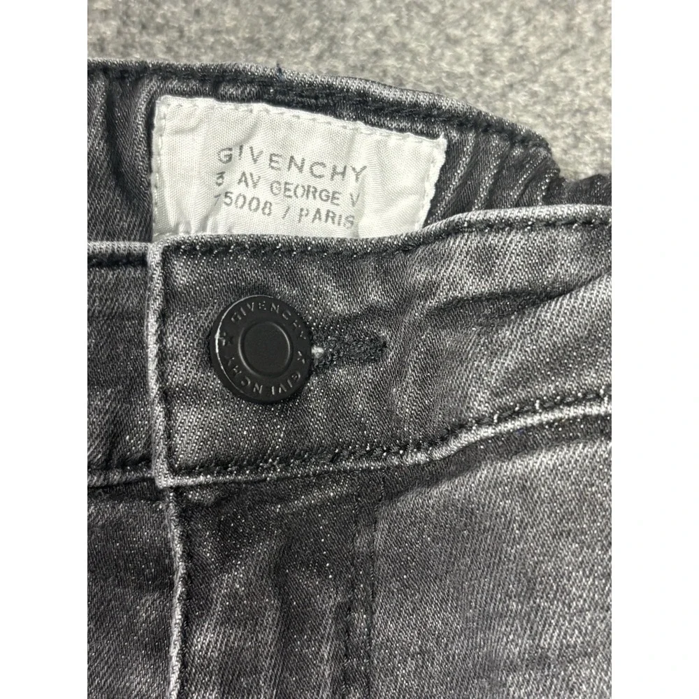 Givenchy Kids Logo Tape Faded Black Denim Jeans Boys Size 12 Stretch